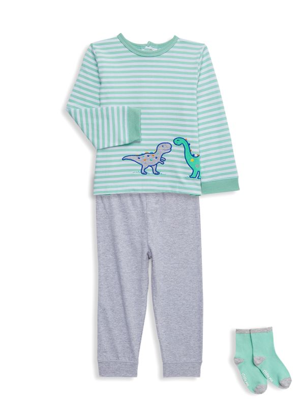 Little Me Baby Boy's 3-Piece Dinosaur Pajama Set
